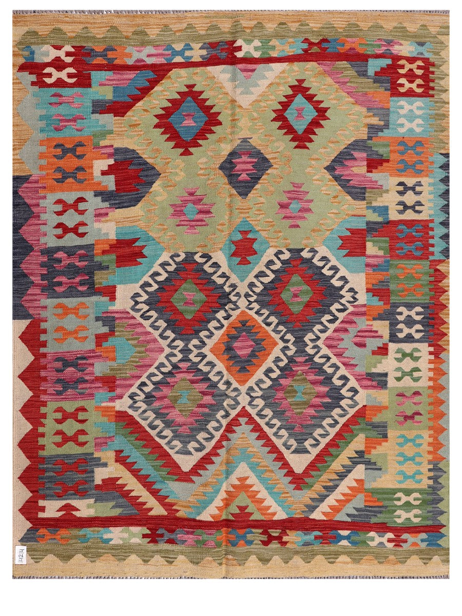Maimana Afghanistan Kilim Rug - 198 x156 cm - Handmade