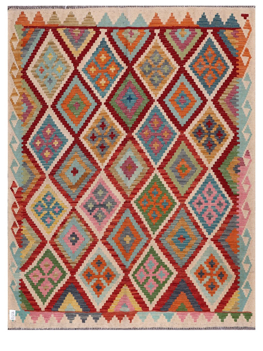 Maimana Afghanistan Kilim Rug - 198 x156 cm - Handmade