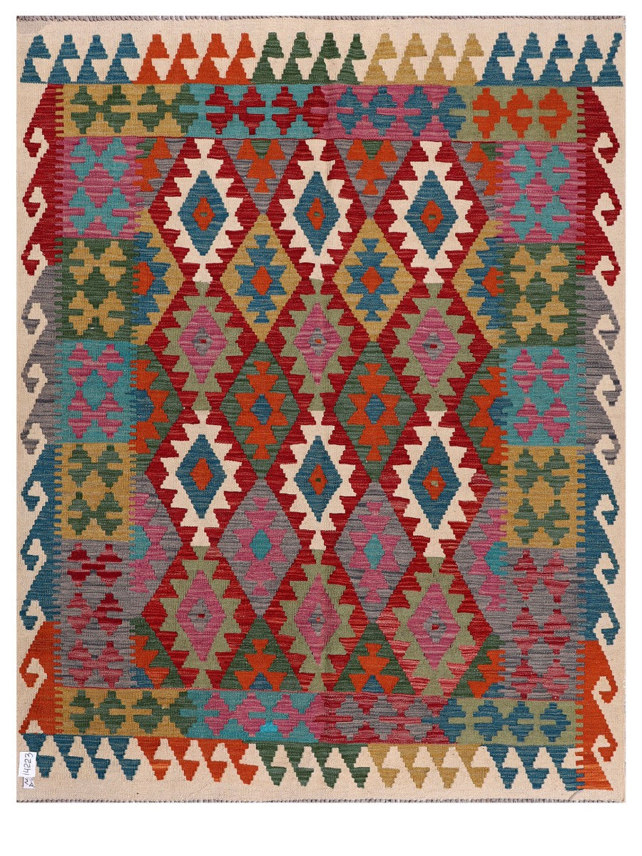 Maimana Afghanistan Kilim Rug - 199 x158 cm - Handmade