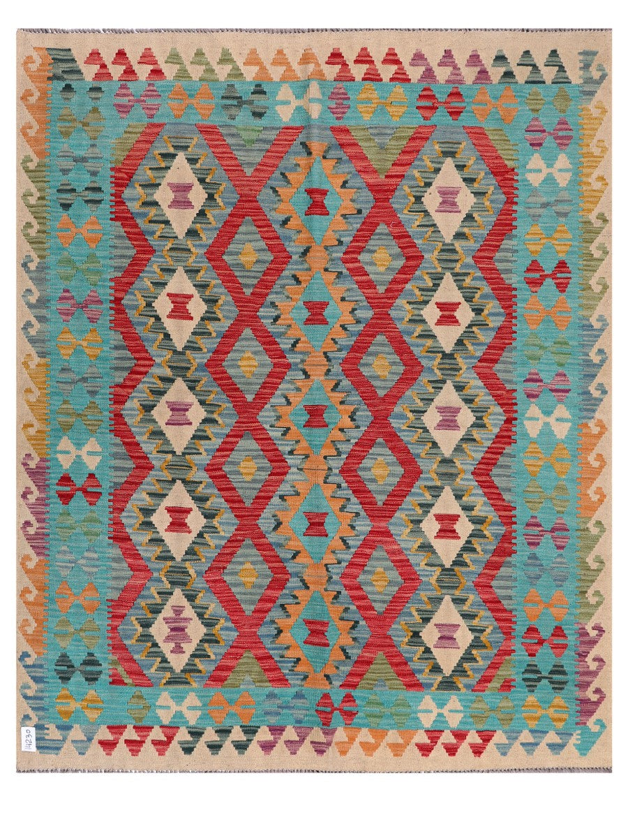Maimana Afghanistan Kilim Rug - 196 x161 cm - Handmade