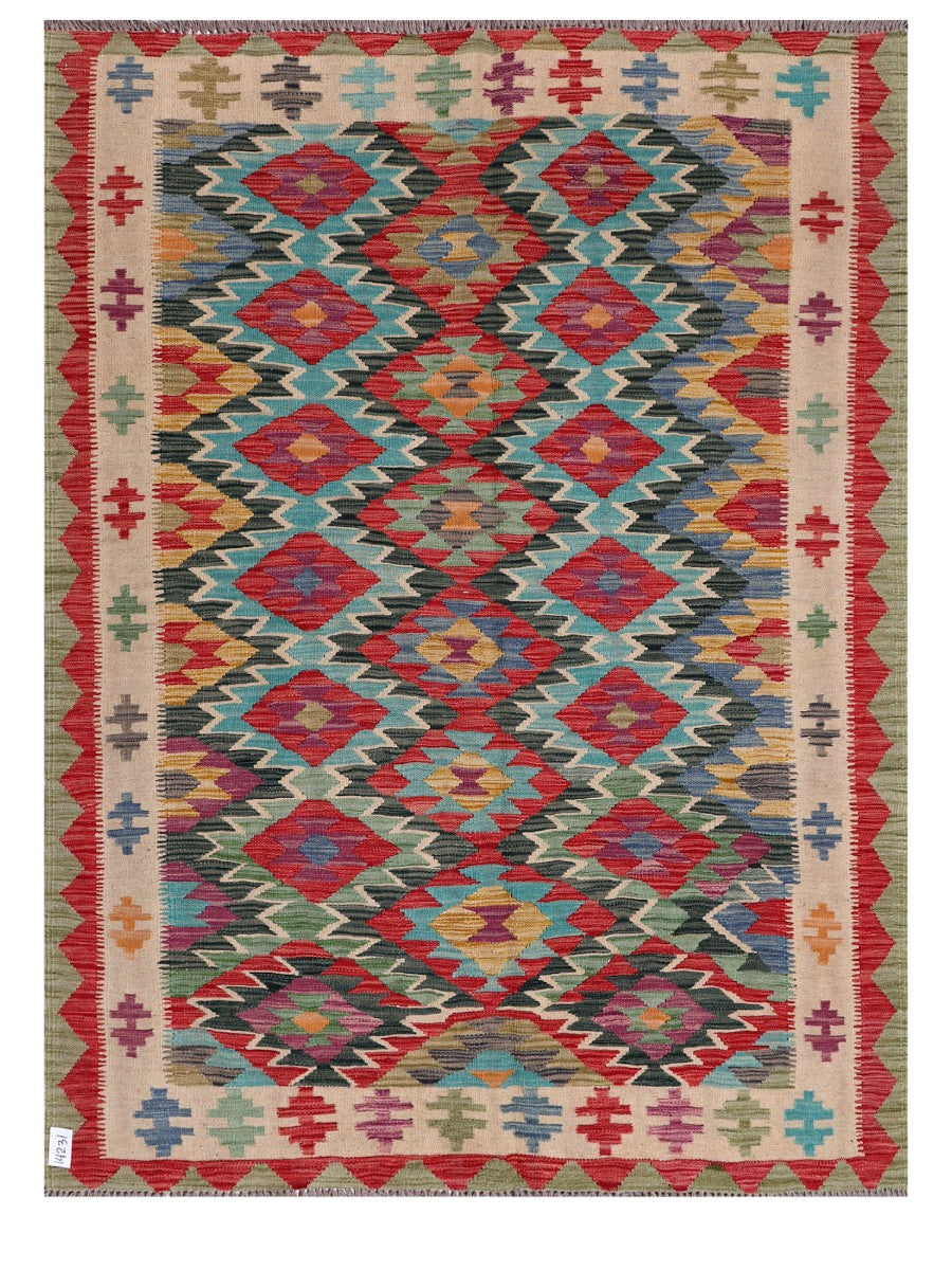 Maimana Afghanistan Kilim Rug - 191 x144 cm - Handmade