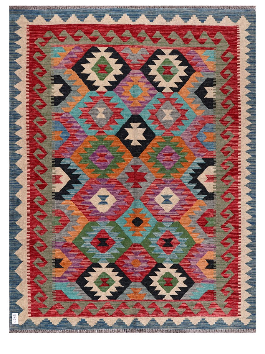 Maimana Afghanistan Kilim Rug - 194 x151 cm - Handmade