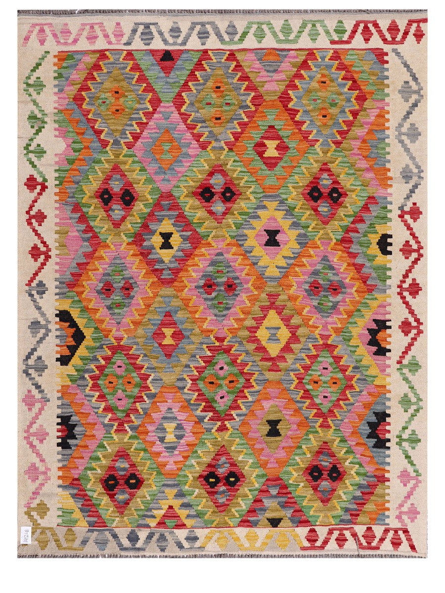 Maimana Afghanistan Kilim Rug - 201 x154 cm - Handmade