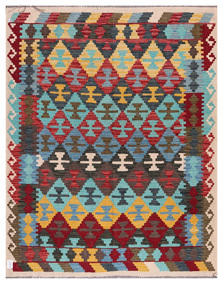Maimana Afghanistan Kilim Rug - 194 x155 cm - Handmade