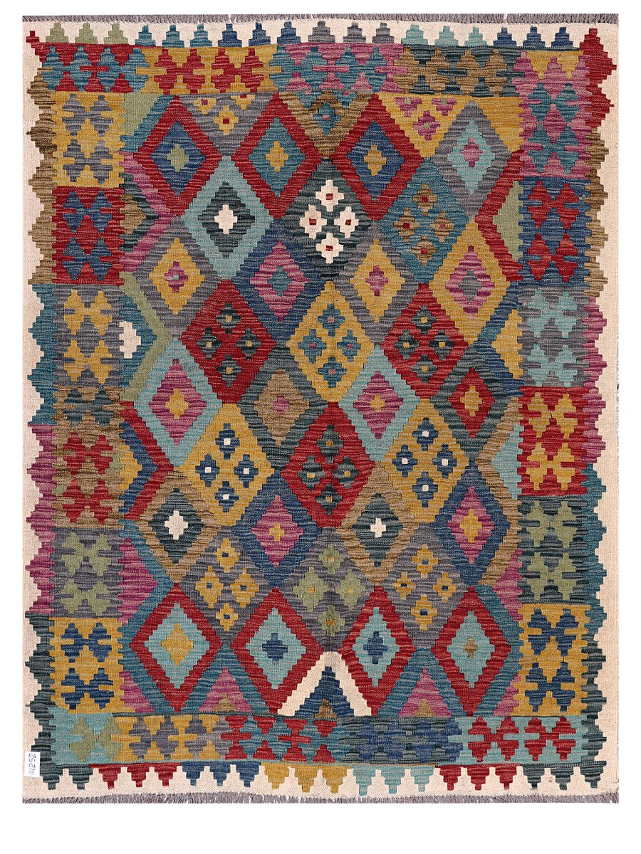 Maimana Afghanistan Kilim Rug - 199 x154 cm - Handmade