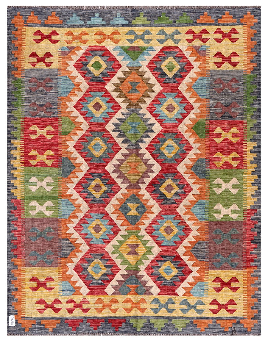 Maimana Afghanistan Kilim Rug - 198 x156 cm - Handmade