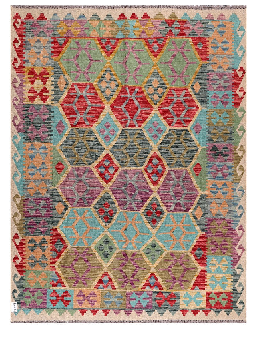 Maimana Afghanistan Kilim Rug - 202 x154 cm - Handmade