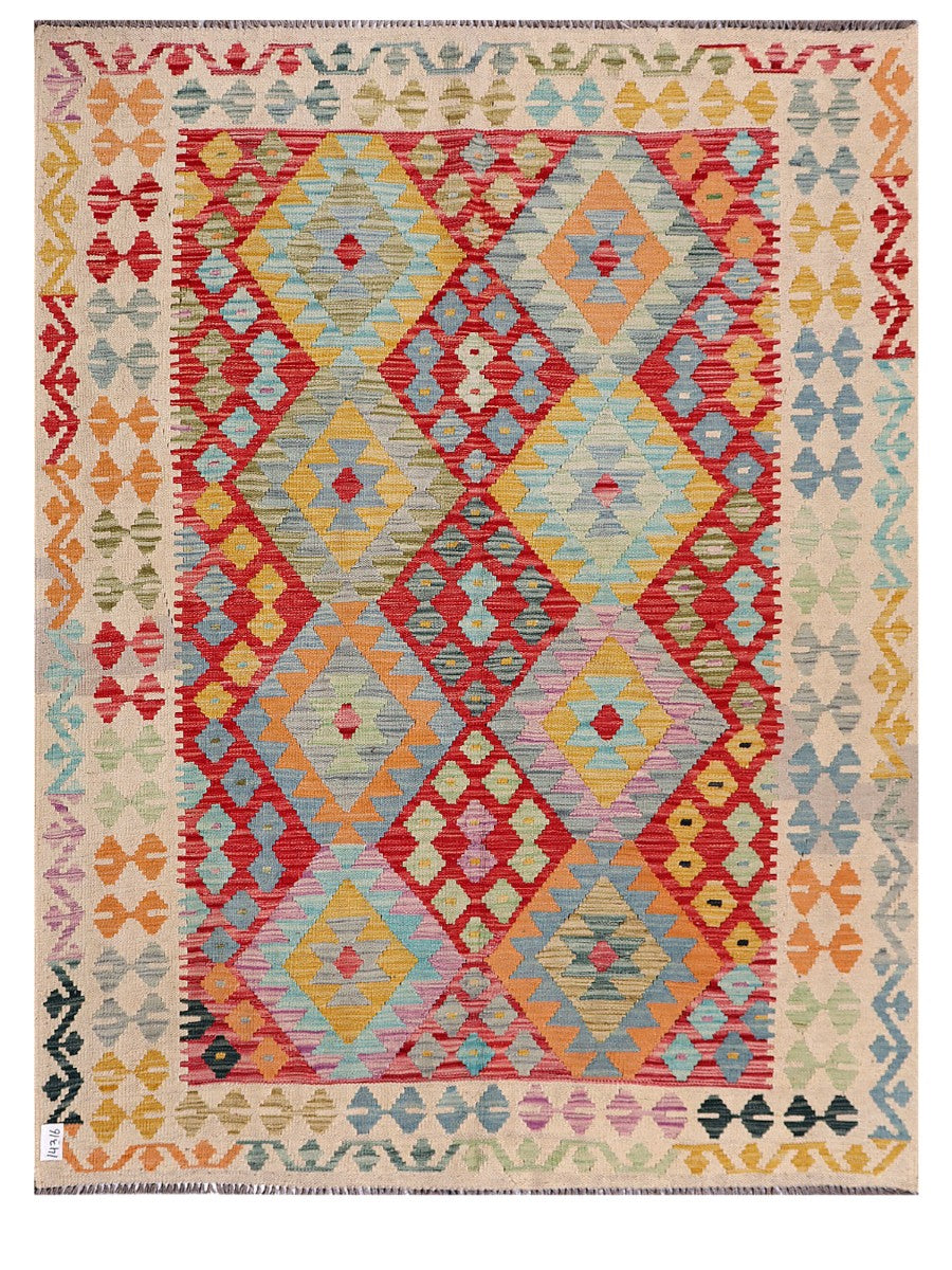 Maimana Afghanistan Kilim Rug - 202 x156 cm - Handmade