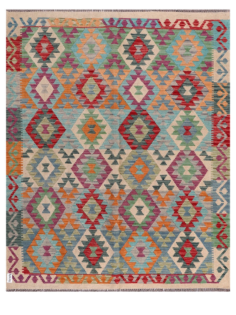 Maimana Afghanistan Kilim Rug - 194 x159 cm - Handmade