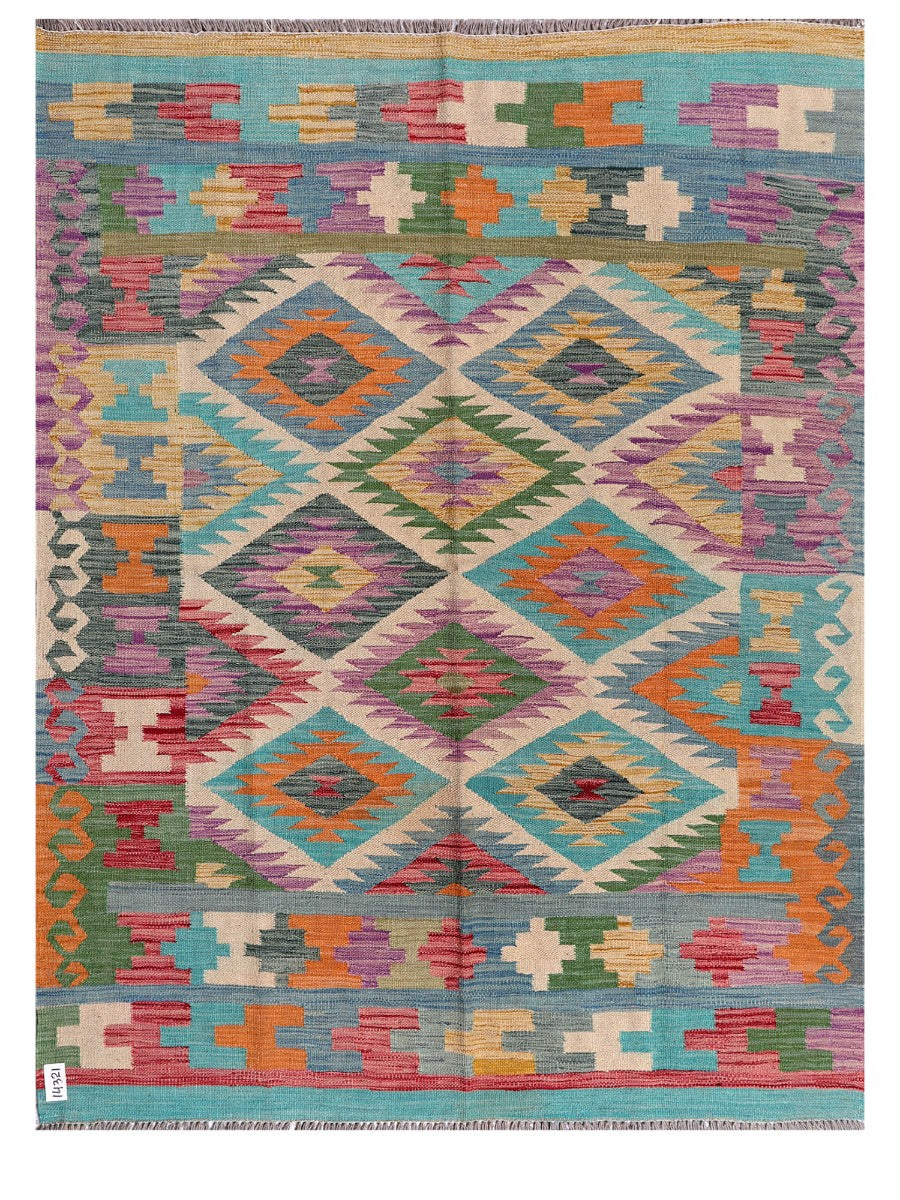 Maimana Afghanistan Kilim Rug - 188 x144 cm - Handmade
