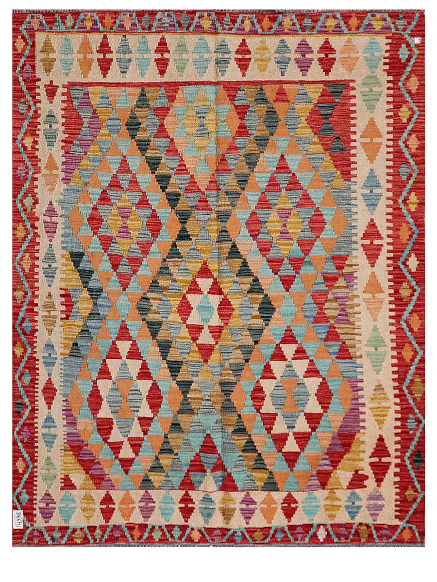 Maimana Afghanistan Kilim Rug - 201 x158 cm - Handmade