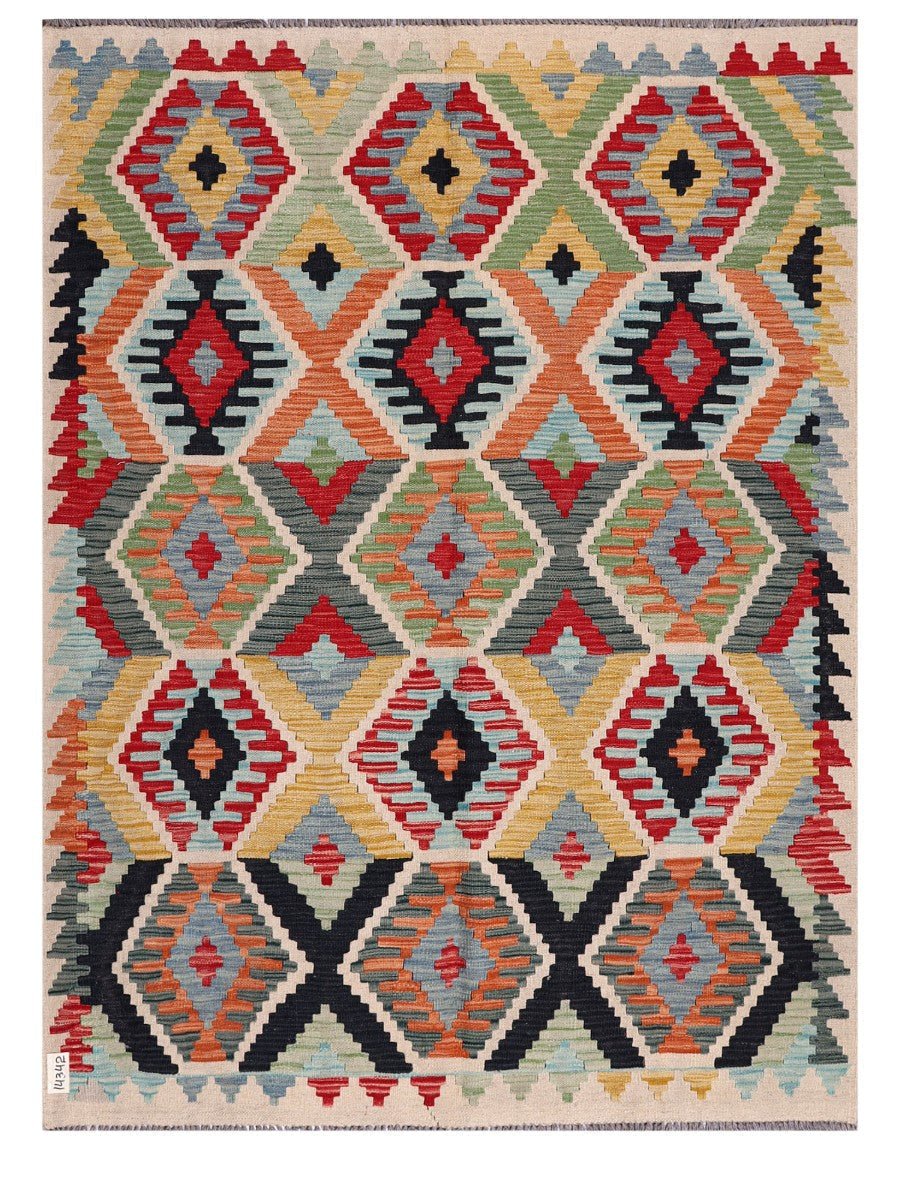Maimana Afghanistan Kilim Rug - 197 x149 cm - Handmade