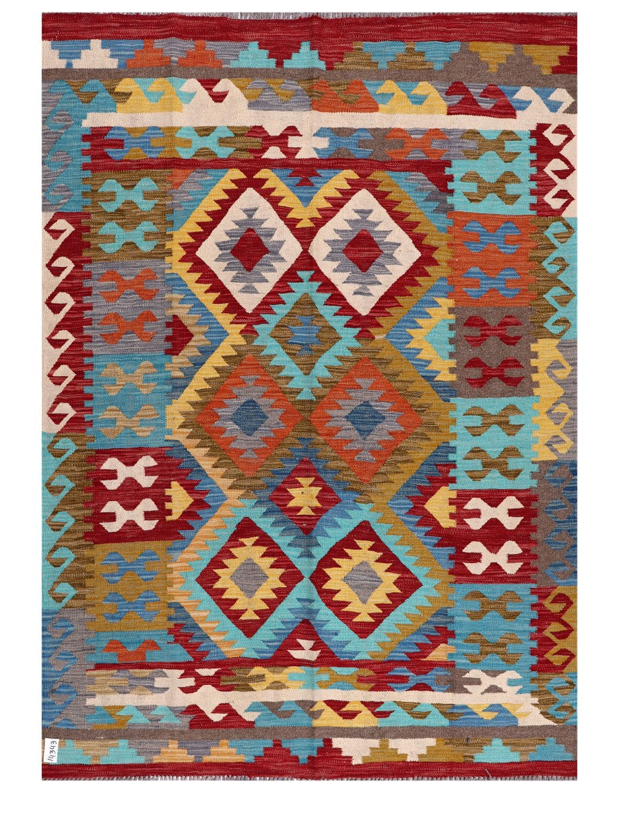 Maimana Afghanistan Kilim Rug - 206 x148 cm - Handmade