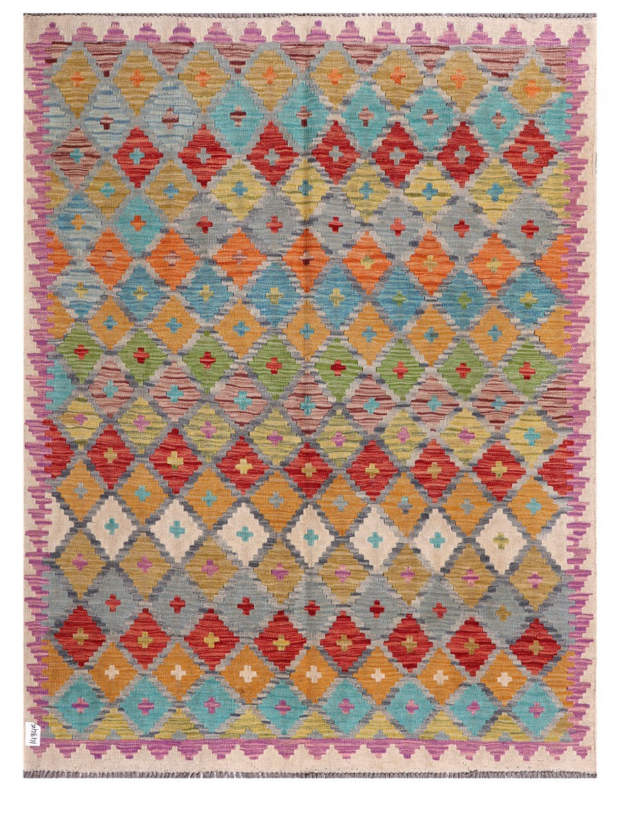 Maimana Afghanistan Kilim Rug - 194 x150 cm - Handmade