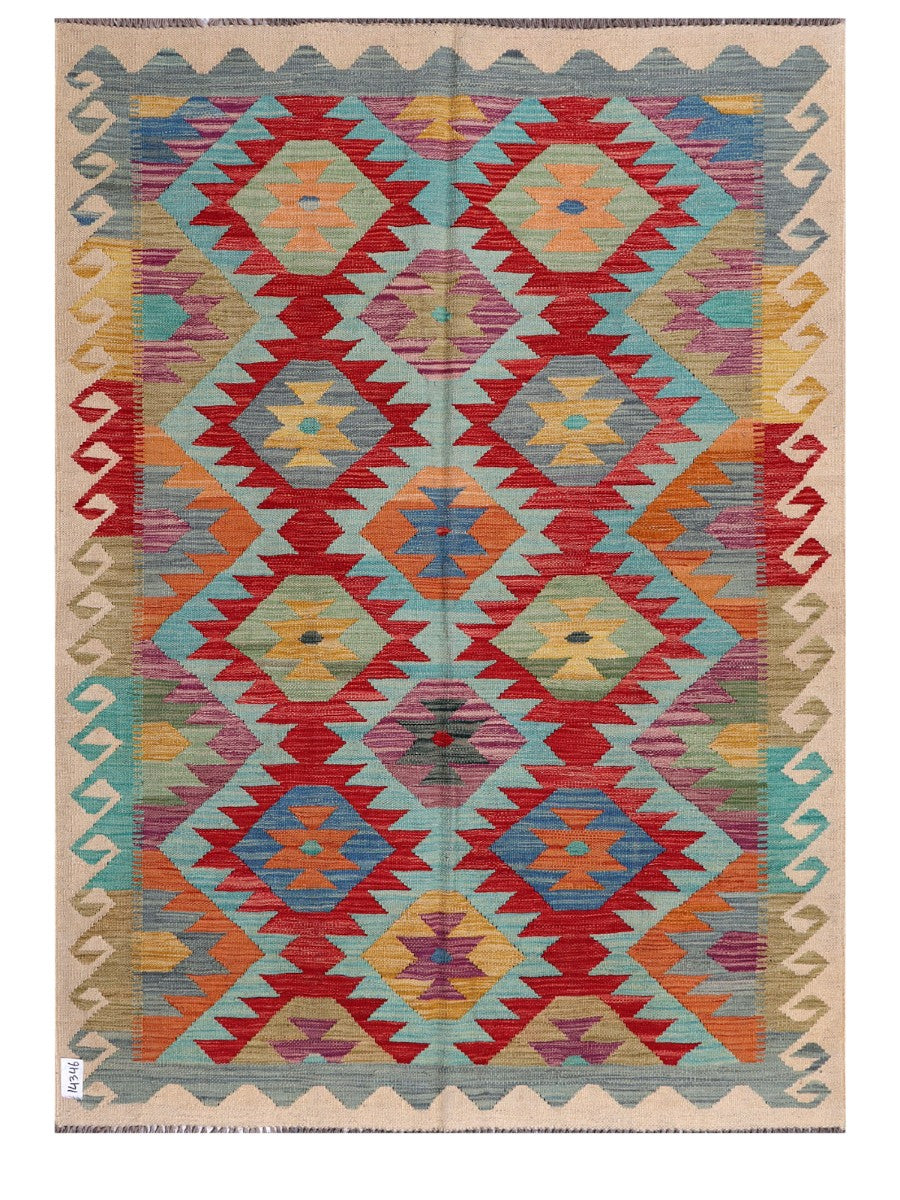 Maimana Afghanistan Kilim Rug - 197 x144 cm - Handmade
