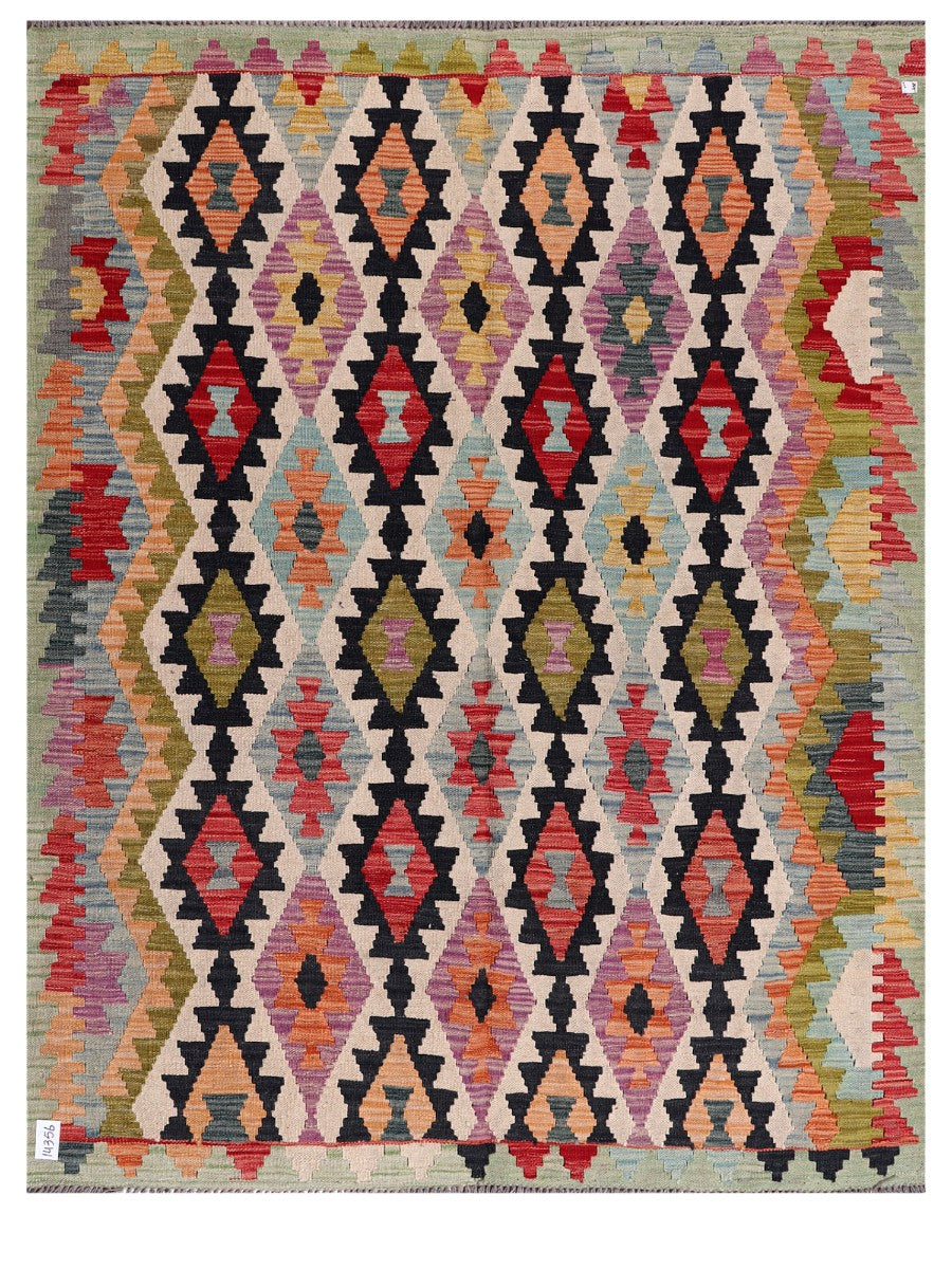 Maimana Afghanistan Kilim Rug - 192 x151 cm - Handmade