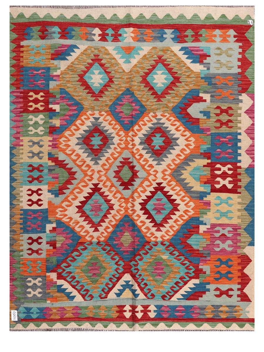 Maimana Afghanistan Kilim Rug - 201 x155 cm - Handmade