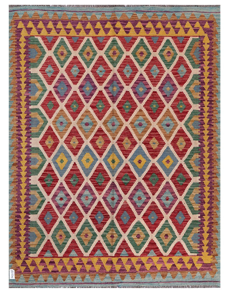 Maimana Afghanistan Kilim Rug - 202 x155 cm - Handmade