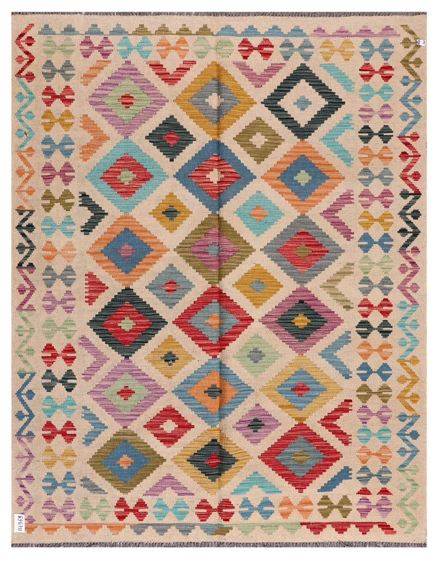 Maimana Afghanistan Kilim Rug - 193 x154 cm - Handmade