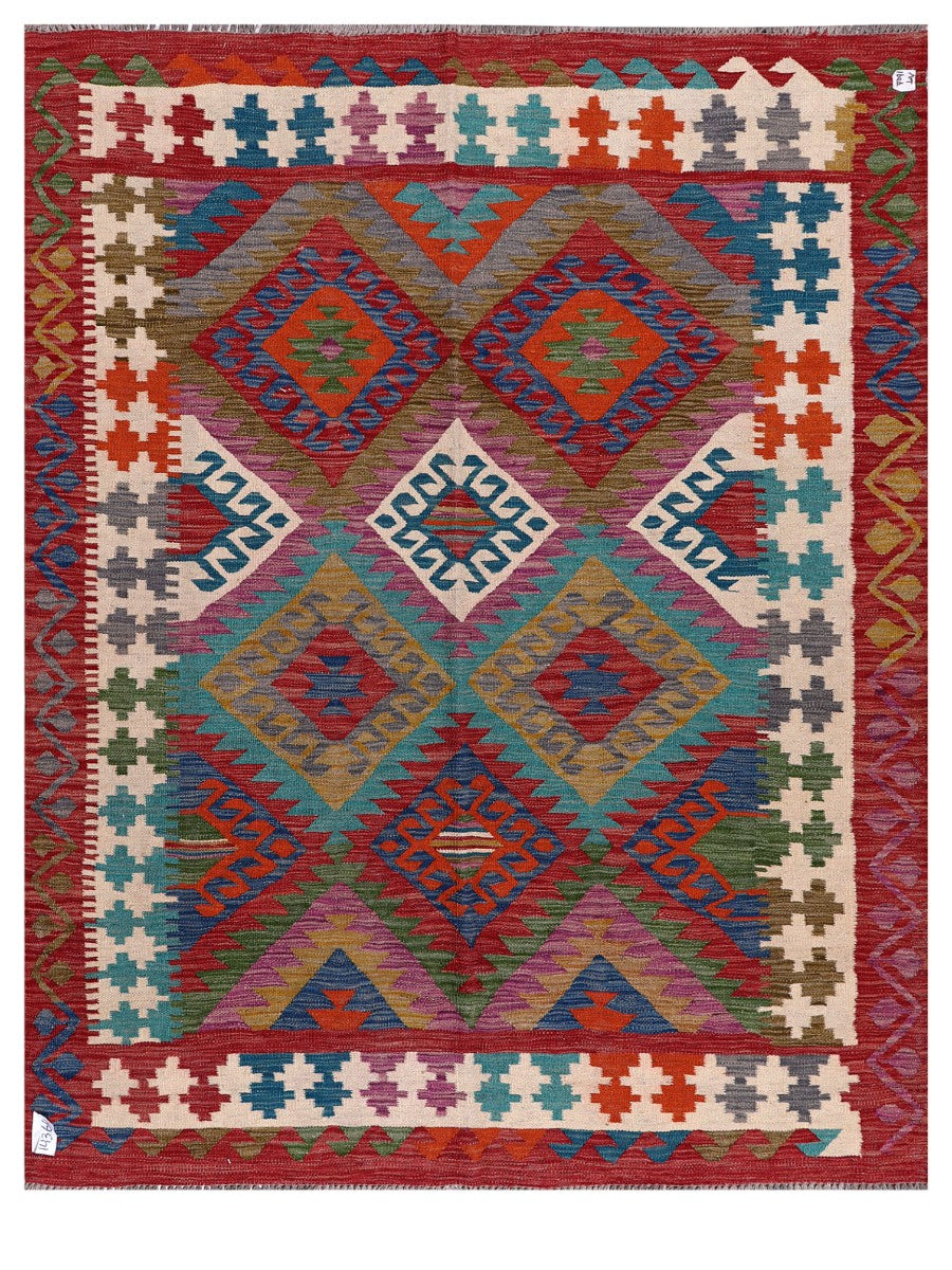 Maimana Afghanistan Kilim Rug - 191 x152 cm - Handmade