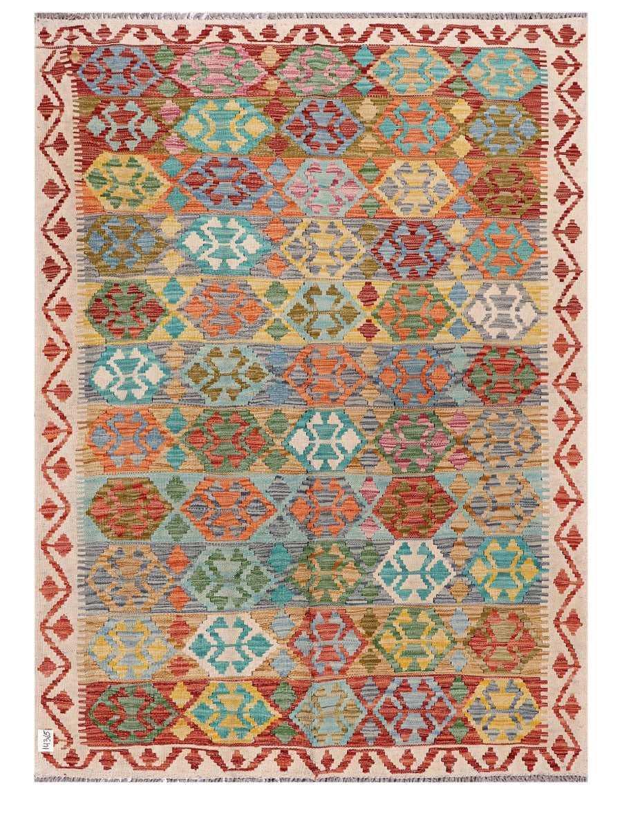 Maimana Afghanistan Kilim Rug - 197 x146 cm - Handmade