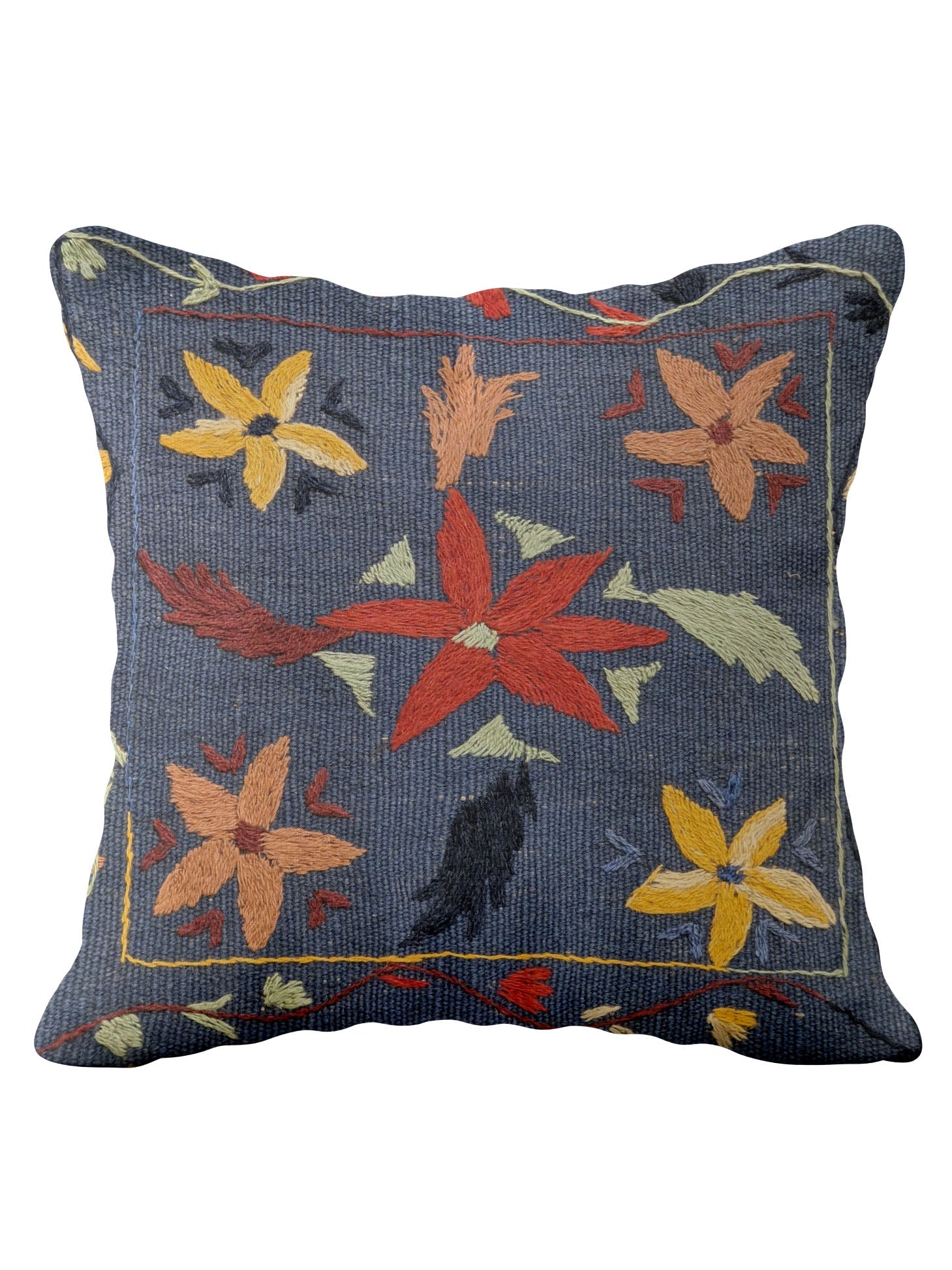 Suzani Hand Embroidered Cushion Cover - 45 x 45 cm - Handmade