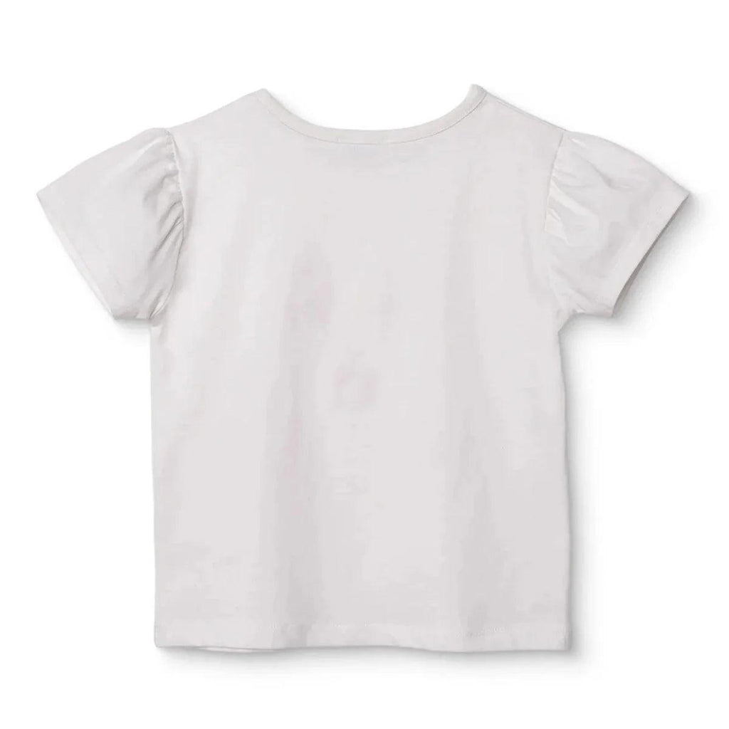 Ecru cotton baby short-sleeve blouse, plain back view