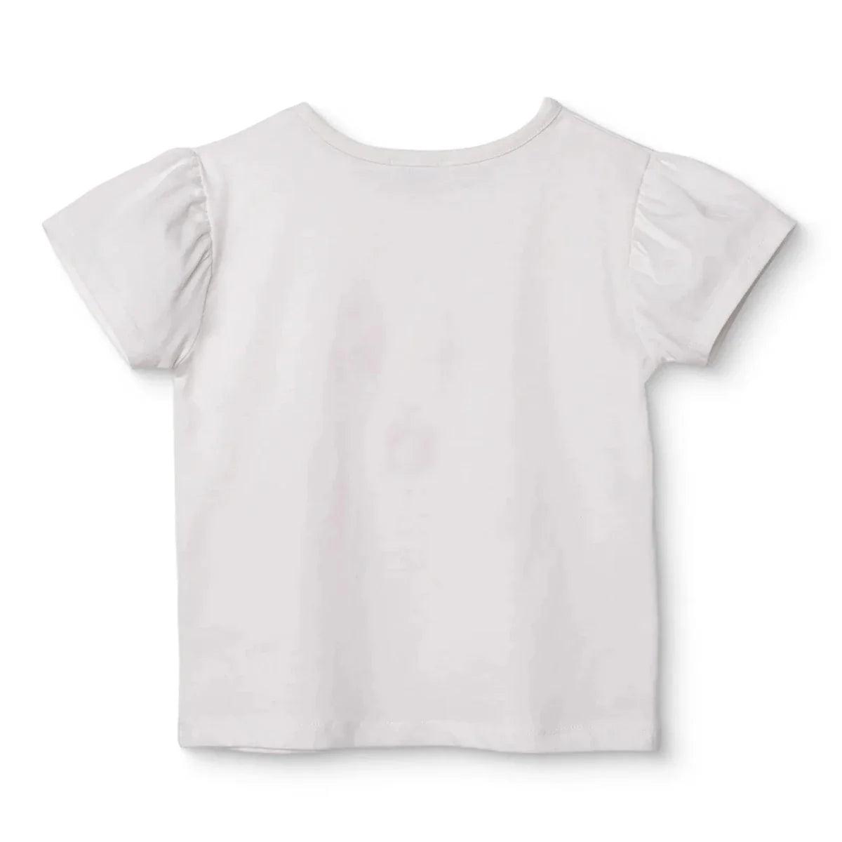 Ecru cotton baby short-sleeve blouse, plain back view