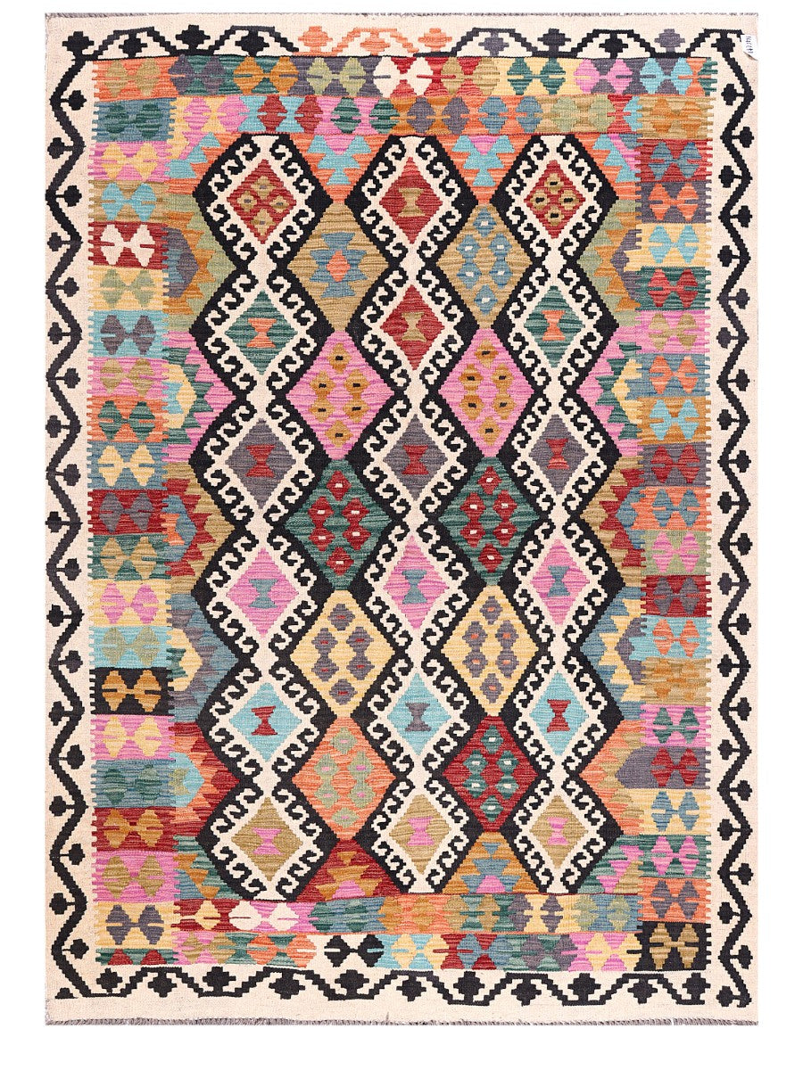 Maimana Afghanistan Kilim Rug - 245 x176 cm - Handmade