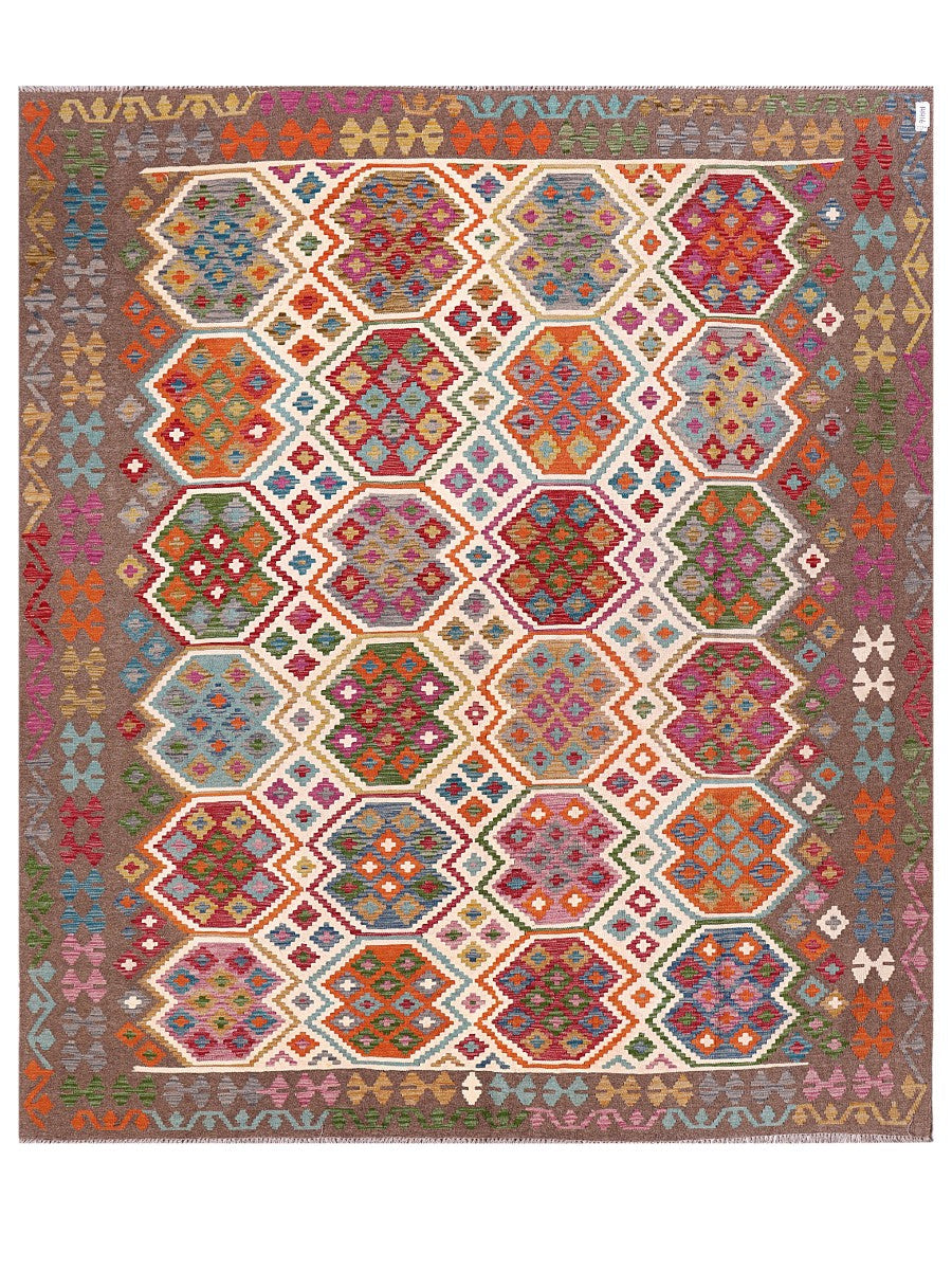 Maimana Afghanistan Kilim Rug - 293 x258 cm - Handmade
