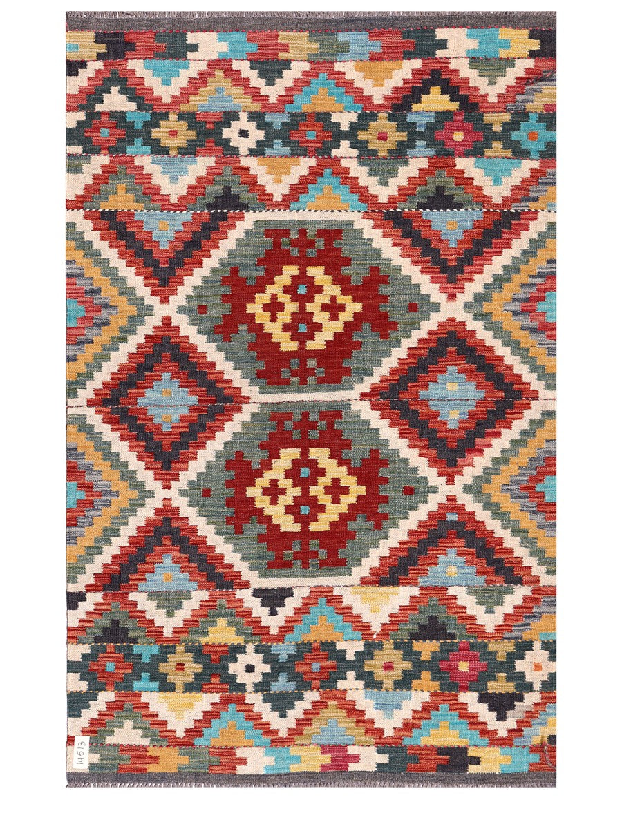 Maimana Afghanistan Kilim Rug - 187 x122 cm - Handmade
