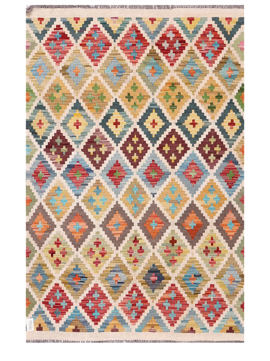 Maimana Afghanistan Kilim Rug - 183 x122 cm - Handmade