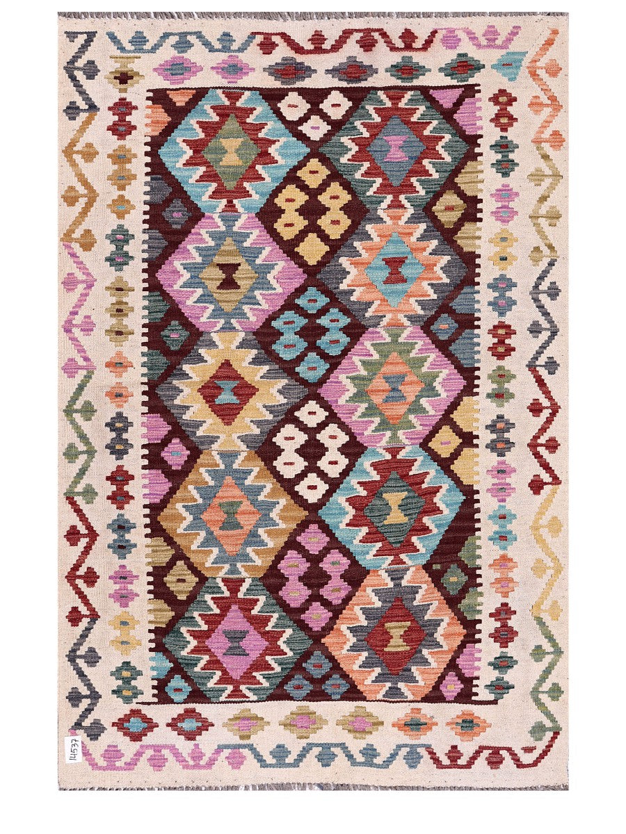 Maimana Afghanistan Kilim Rug - 181 x122 cm - Handmade