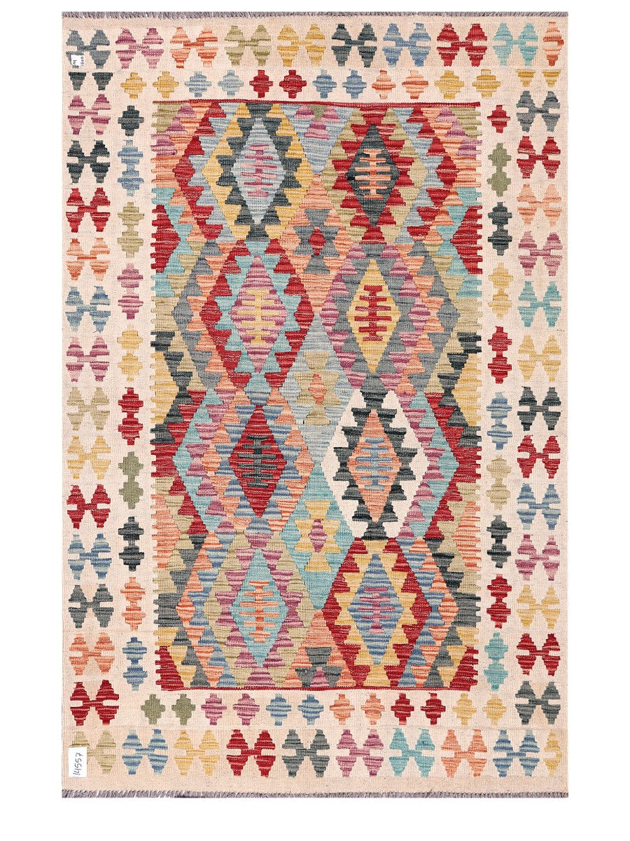 Maimana Afghanistan Kilim Rug - 197 x131 cm - Handmade