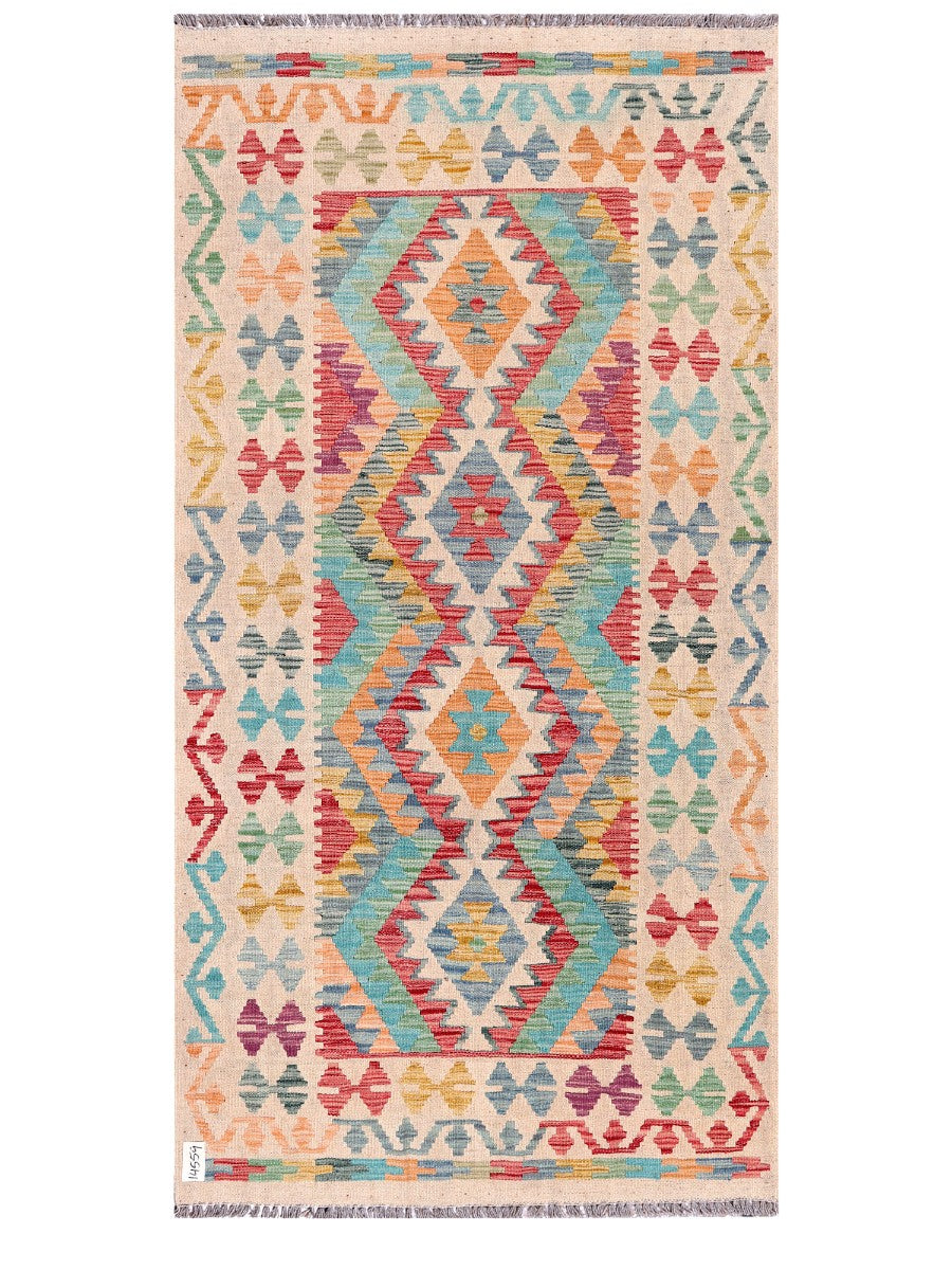 Maimana Afghanistan Kilim Rug - 197 x102 cm - Handmade