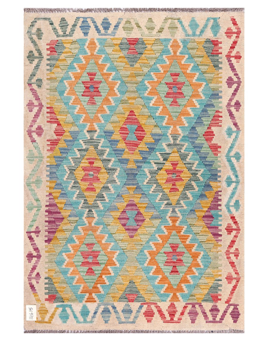 Maimana Afghanistan Kilim Rug - 145 x102 cm - Handmade