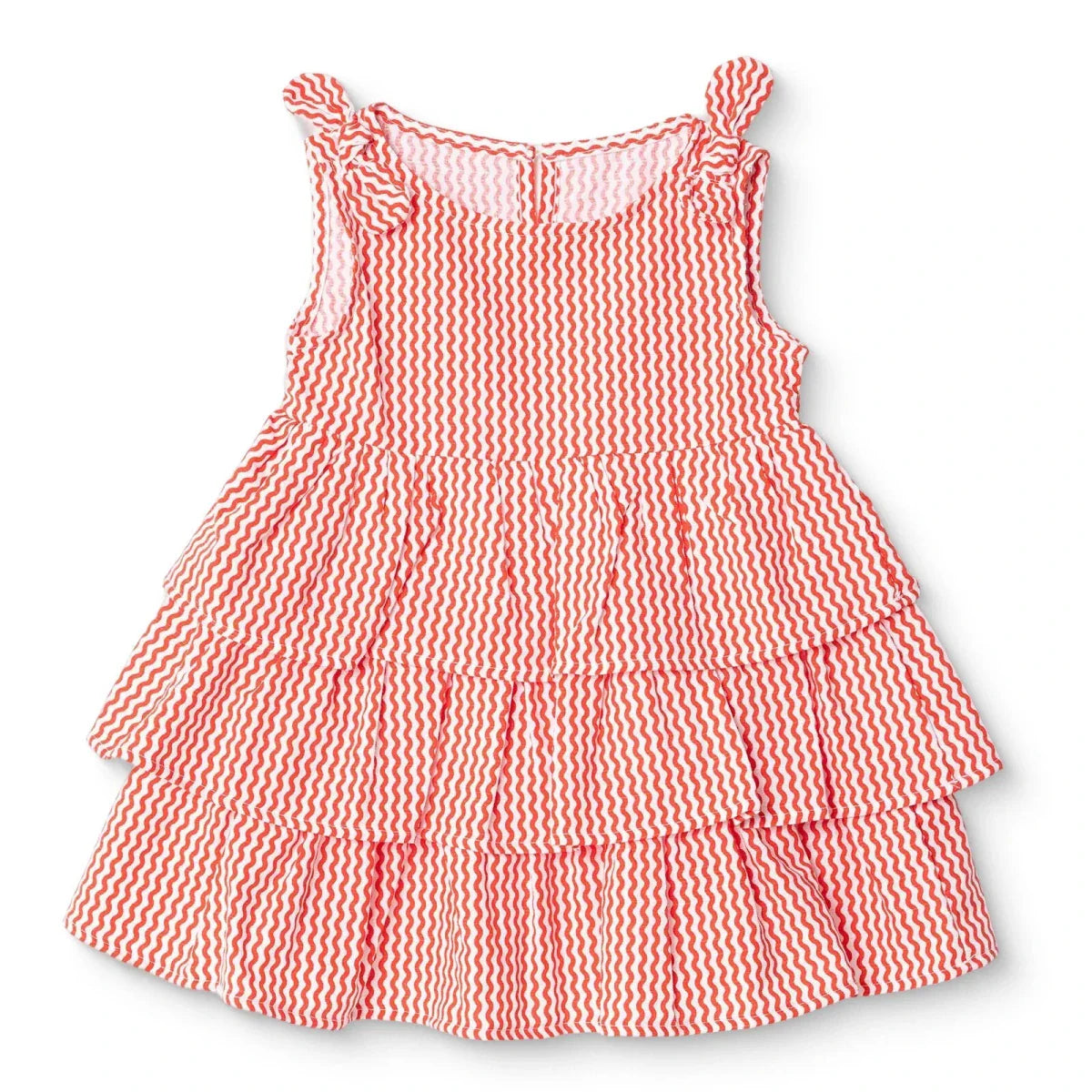 HelloBaby Girls Dress Buttoned Berry Belle Crew Neck Strappy - Coral Printed
