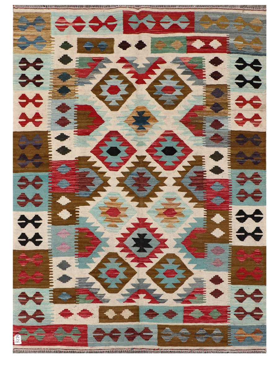 Maimana Afghanistan Kilim Rug - 198 x146 cm - Handmade