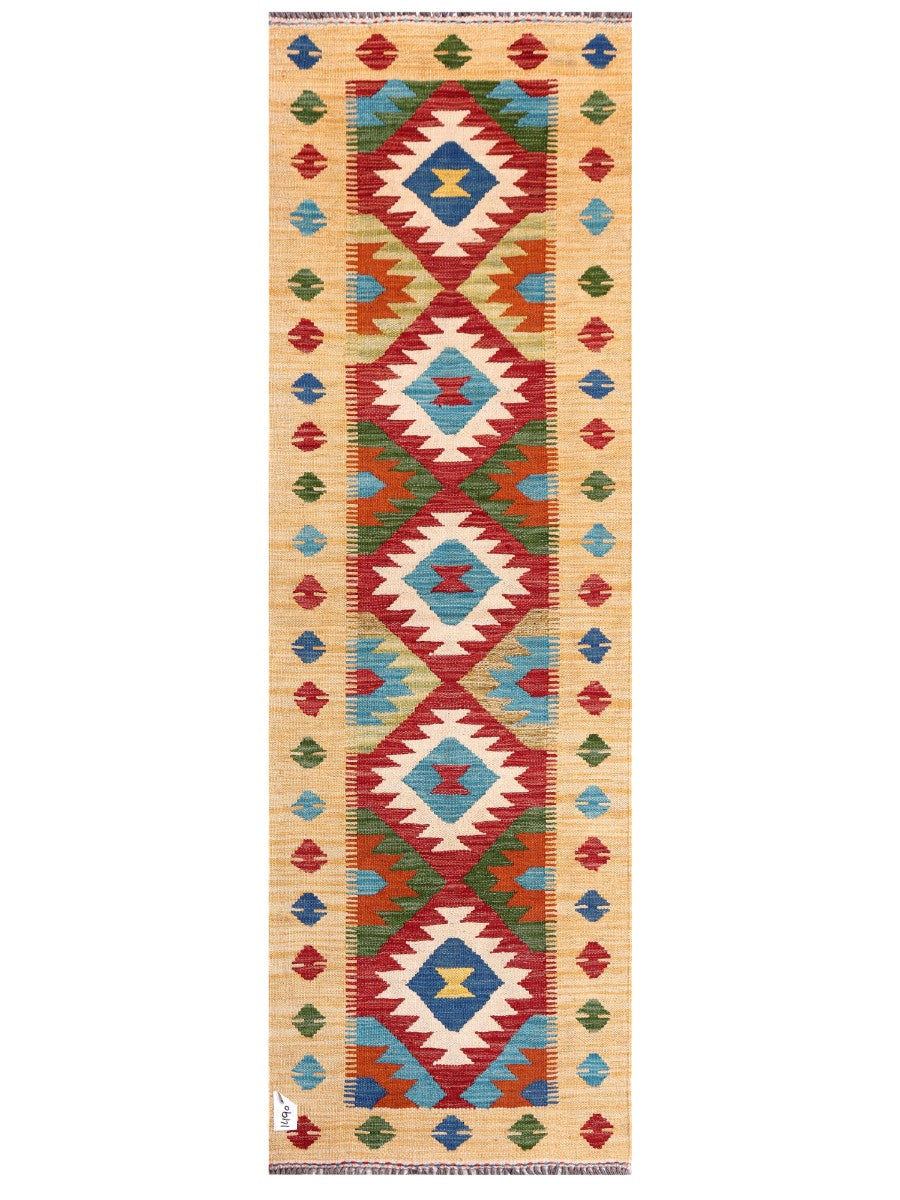Maimana Afghanistan Kilim Rug - 203 x65 cm - Handmade
