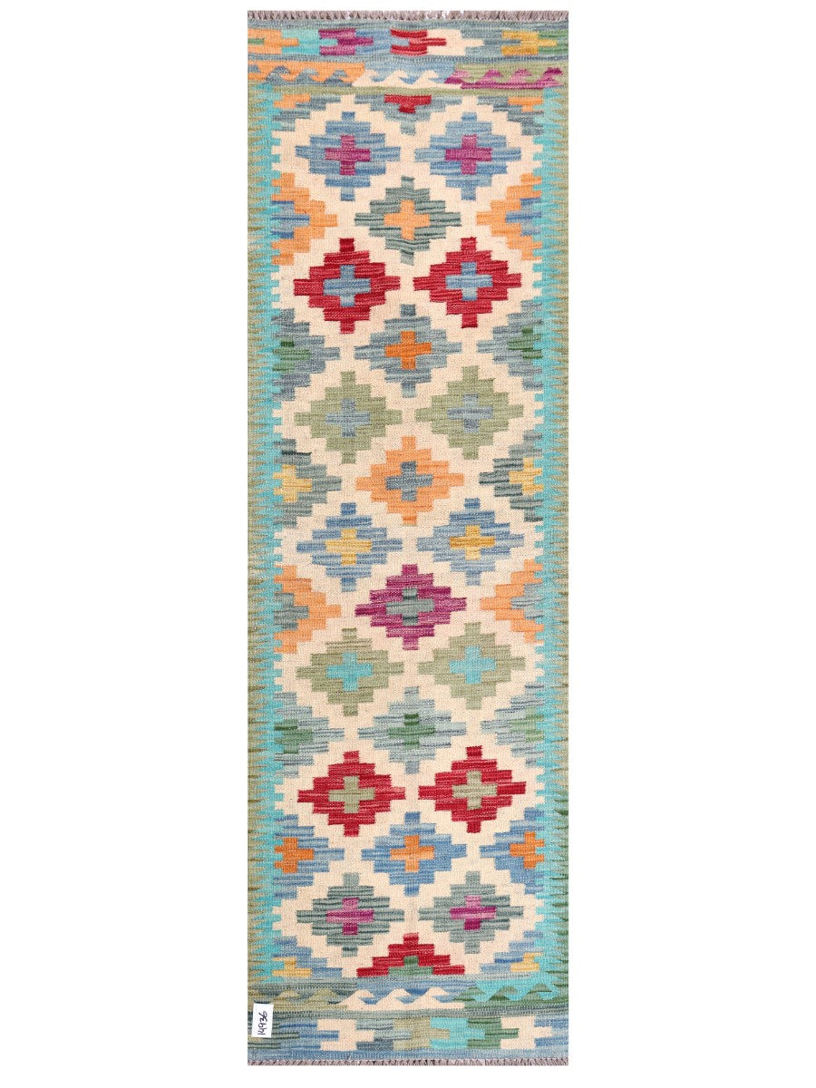 Maimana Afghanistan Kilim Rug - 202 x63 cm - Handmade