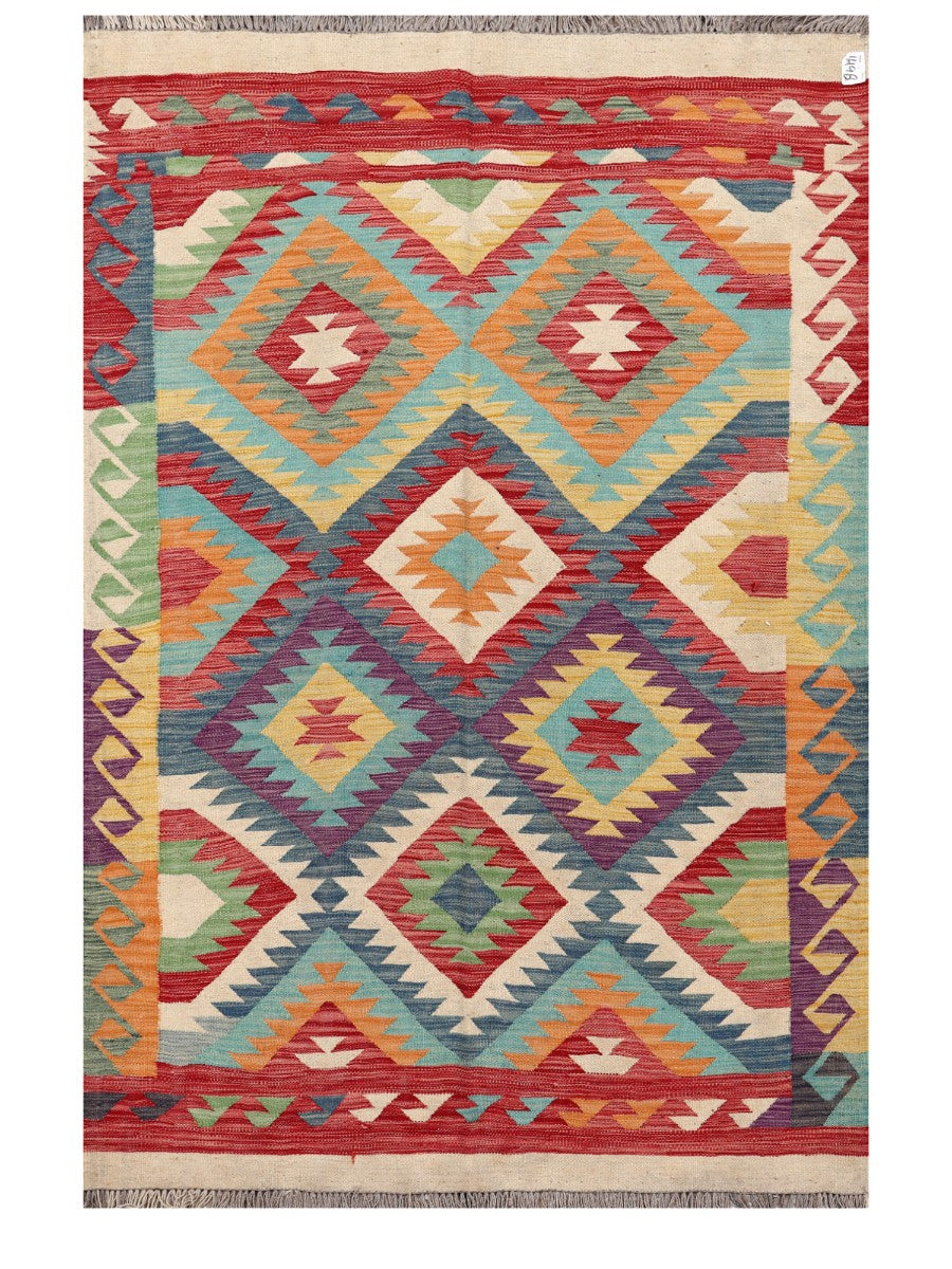 Maimana Afghanistan Kilim Rug - 208 x137 cm - Handmade