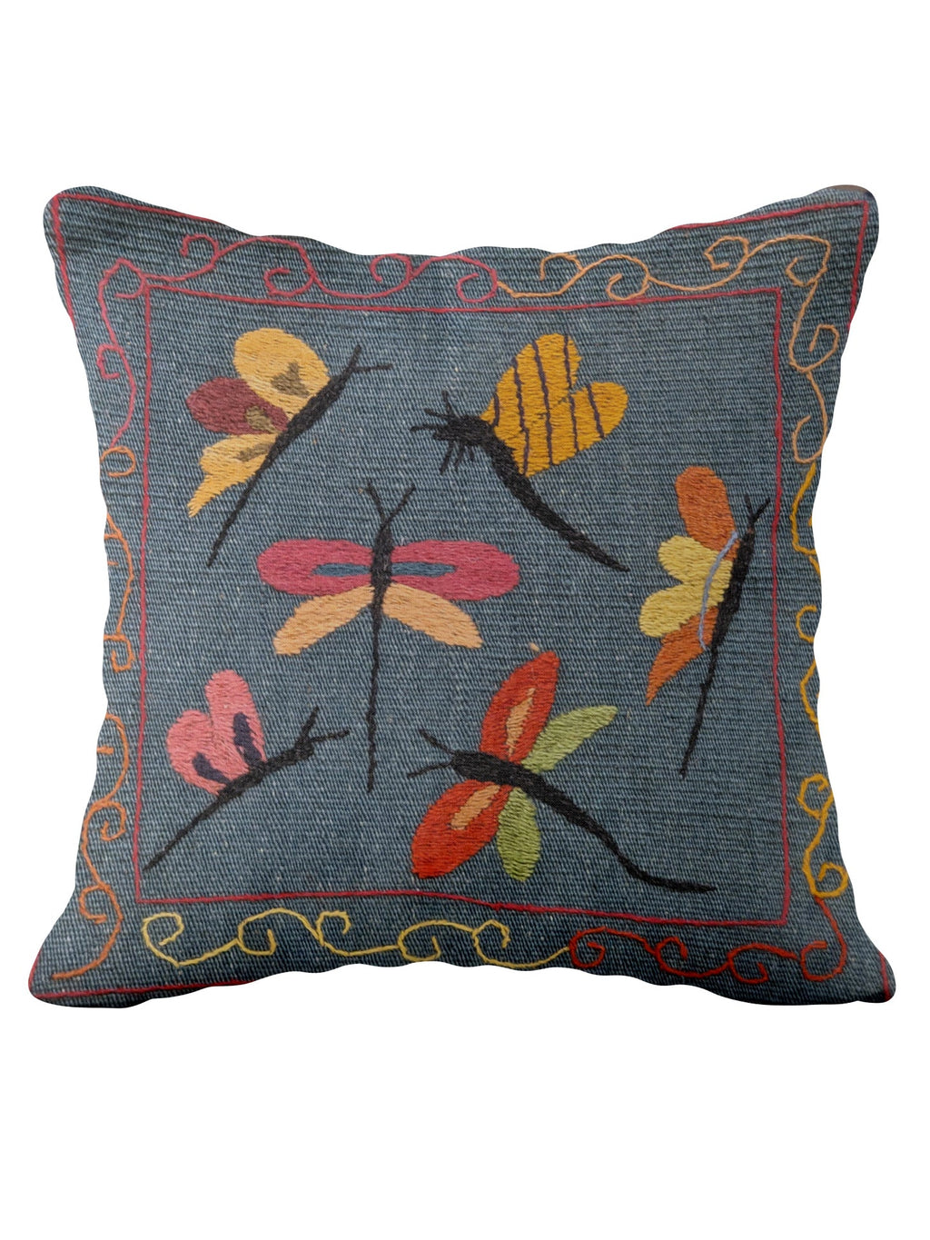 Suzani Hand Embroidered Cushion Cover - 45 x 45 cm - Handmade
