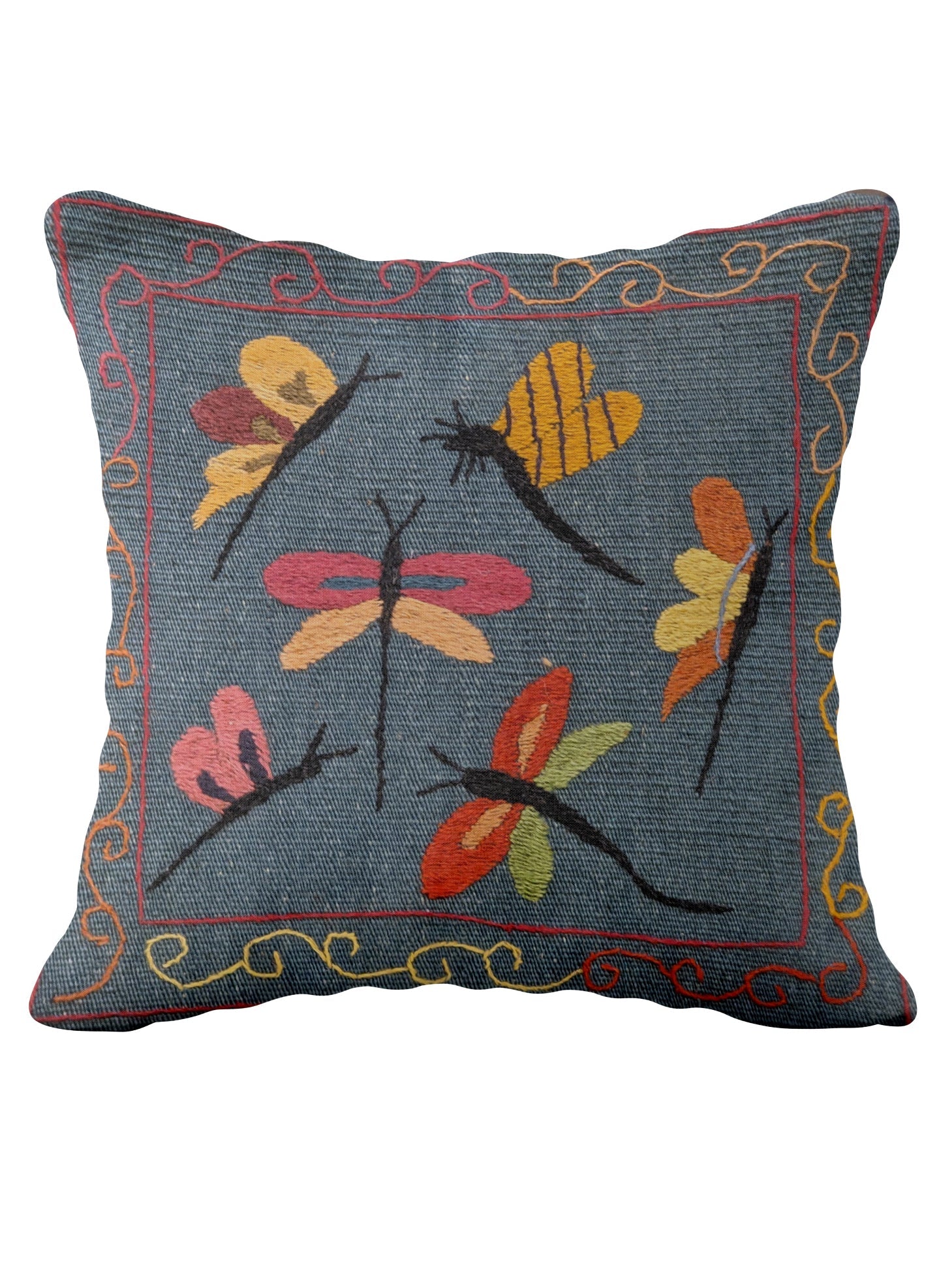 Suzani Hand Embroidered Cushion Cover - 45 x 45 cm - Handmade