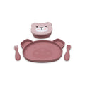 TUM TUM Silicone Weaning Bowl & Spoon Set Betsy Bear - Pink - Bobobiy