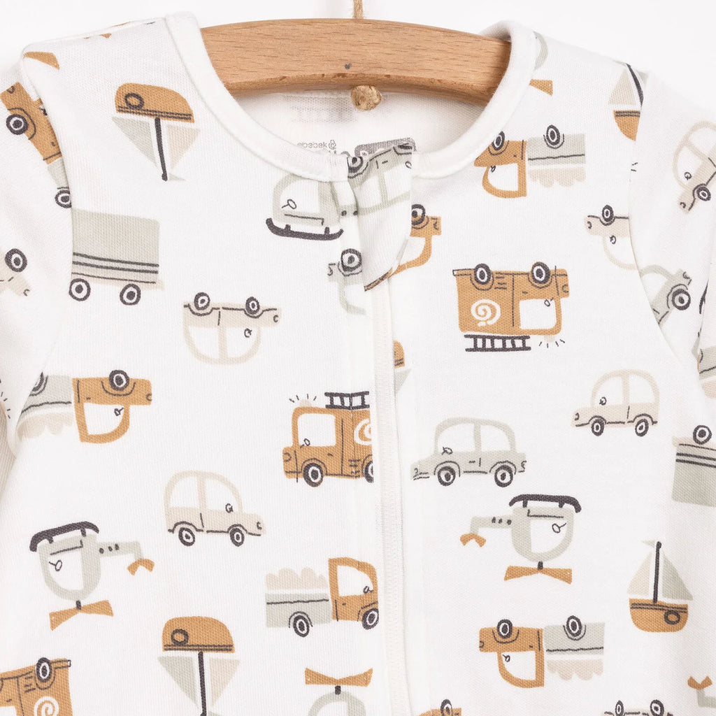 HelloBaby Newborn Boy Organic Footed Jumpsuit - Ecru