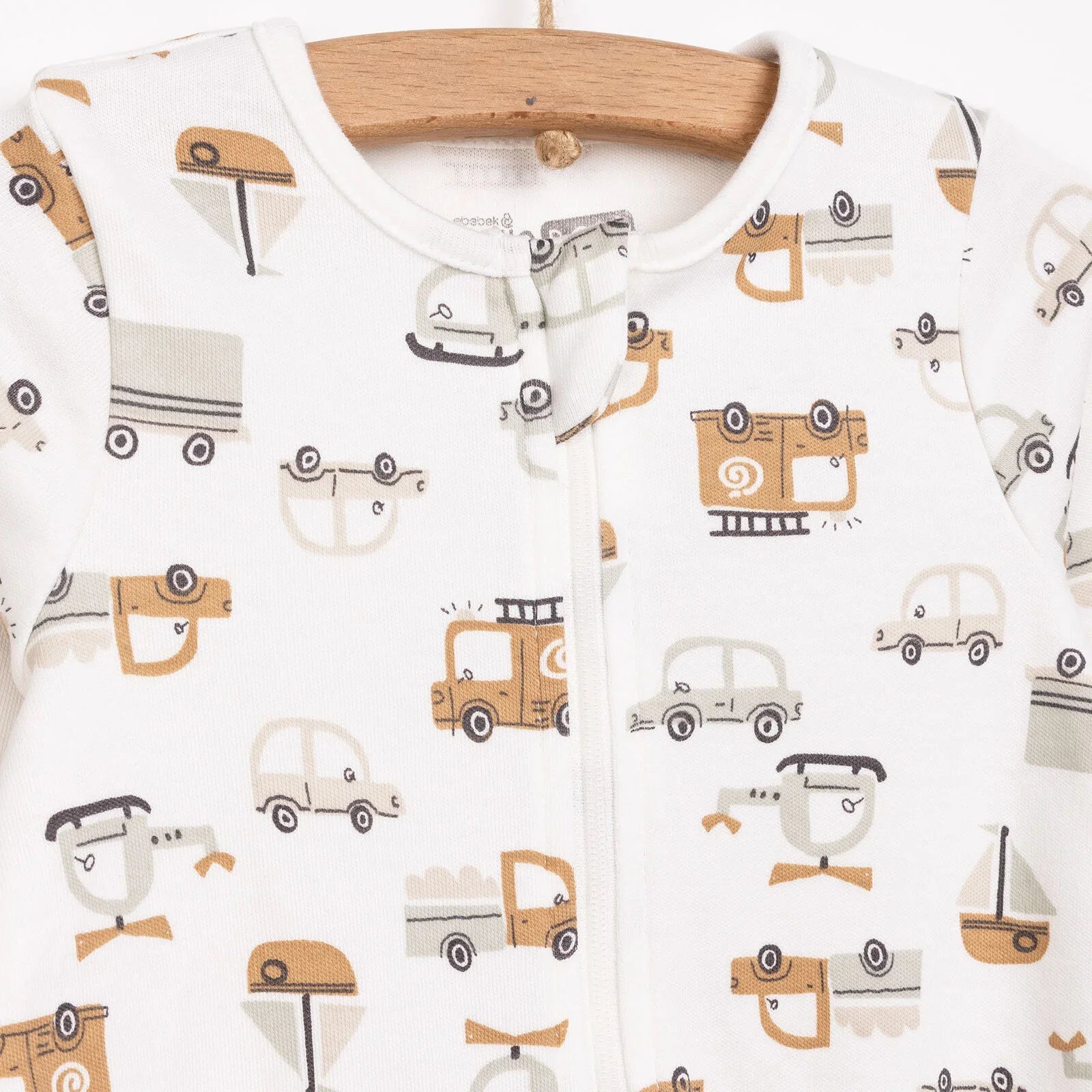 HelloBaby Newborn Boy Organic Footed Jumpsuit - Ecru