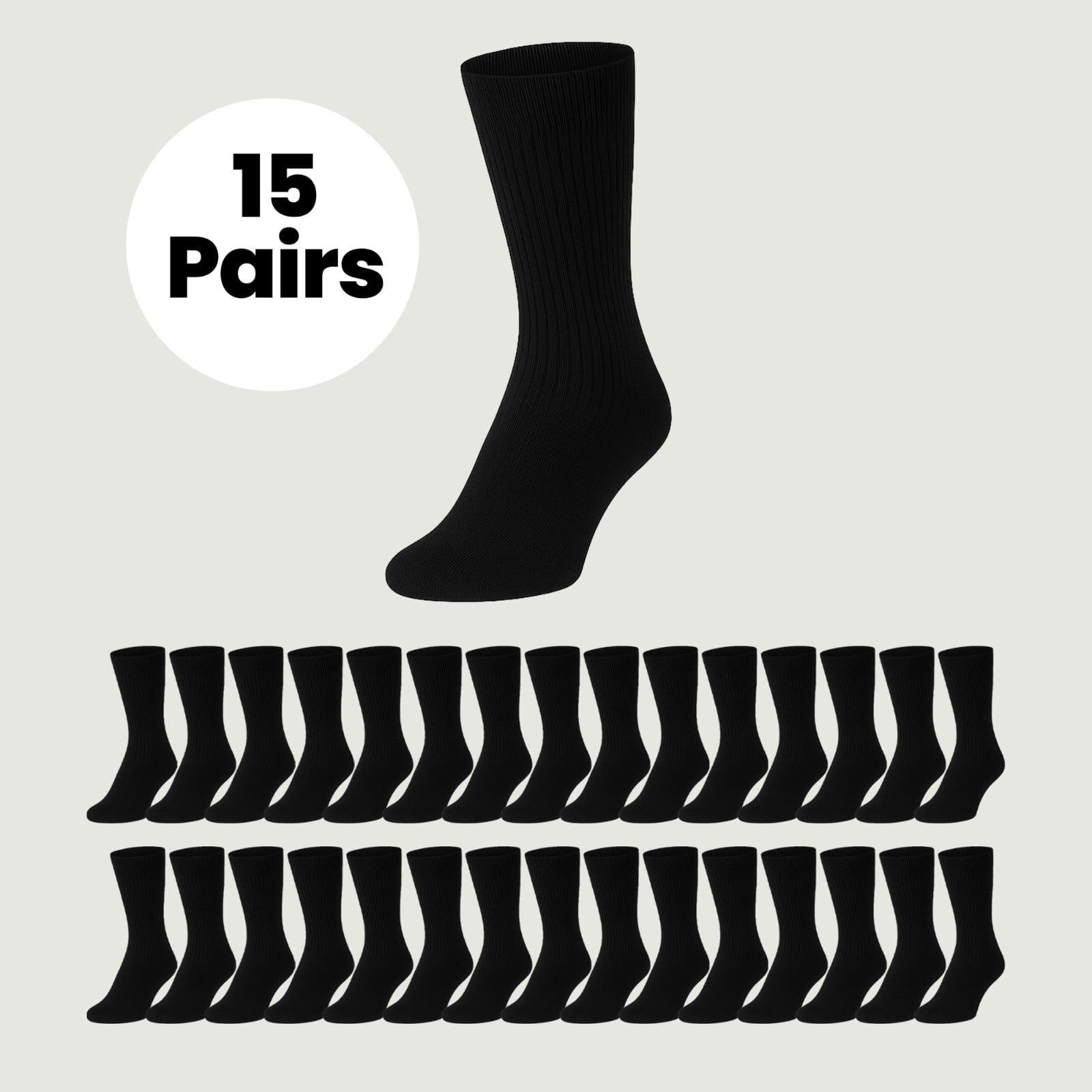 15 Pairs Mens Cotton Rich Performance Sport Socks Outdoor Athletics Running Hiking Football Black Grey White Sock Cushioned Anti-Blister Moisture-Wicking Breathable Comfortable UK 6-11