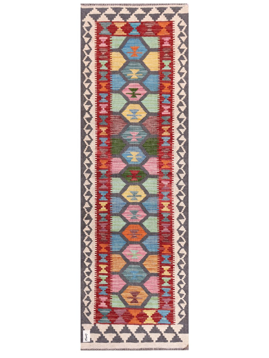 Maimana Afghanistan Kilim Rug - 204 x65 cm - Handmade