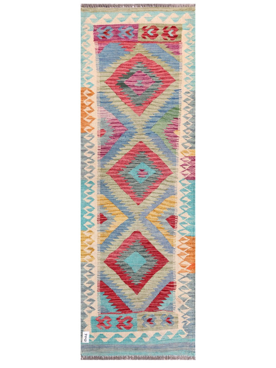 Maimana Afghanistan Kilim Rug - 203 x67 cm - Handmade