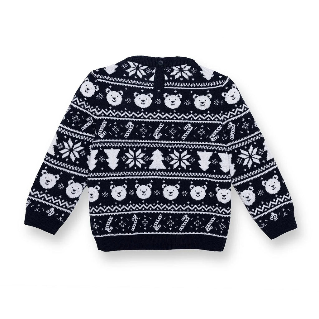 HelloBaby Christmas Baby Boy Snow Party Sweatshirt - Navy Blue